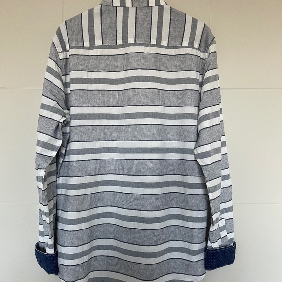 NWT Craft + Flow Men's Parker Long Sleeve Collard Navy Striped Button Up Size L - Picture 2 of 6